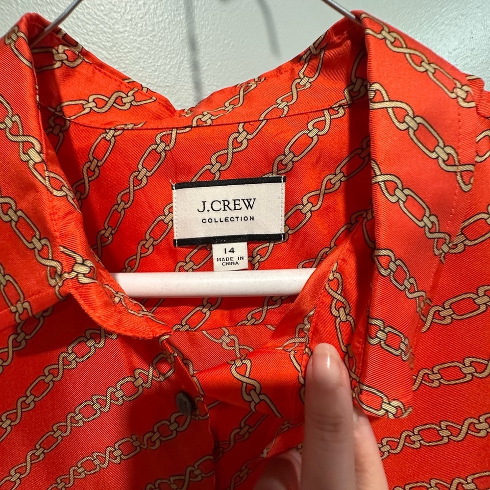 J. Crew Collection Orange Chain Pattern Button Do… - image 4